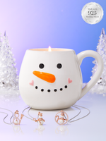 Snowman Mug Candle - 925 Sterling Silver Pearl Snowman Necklace Collection