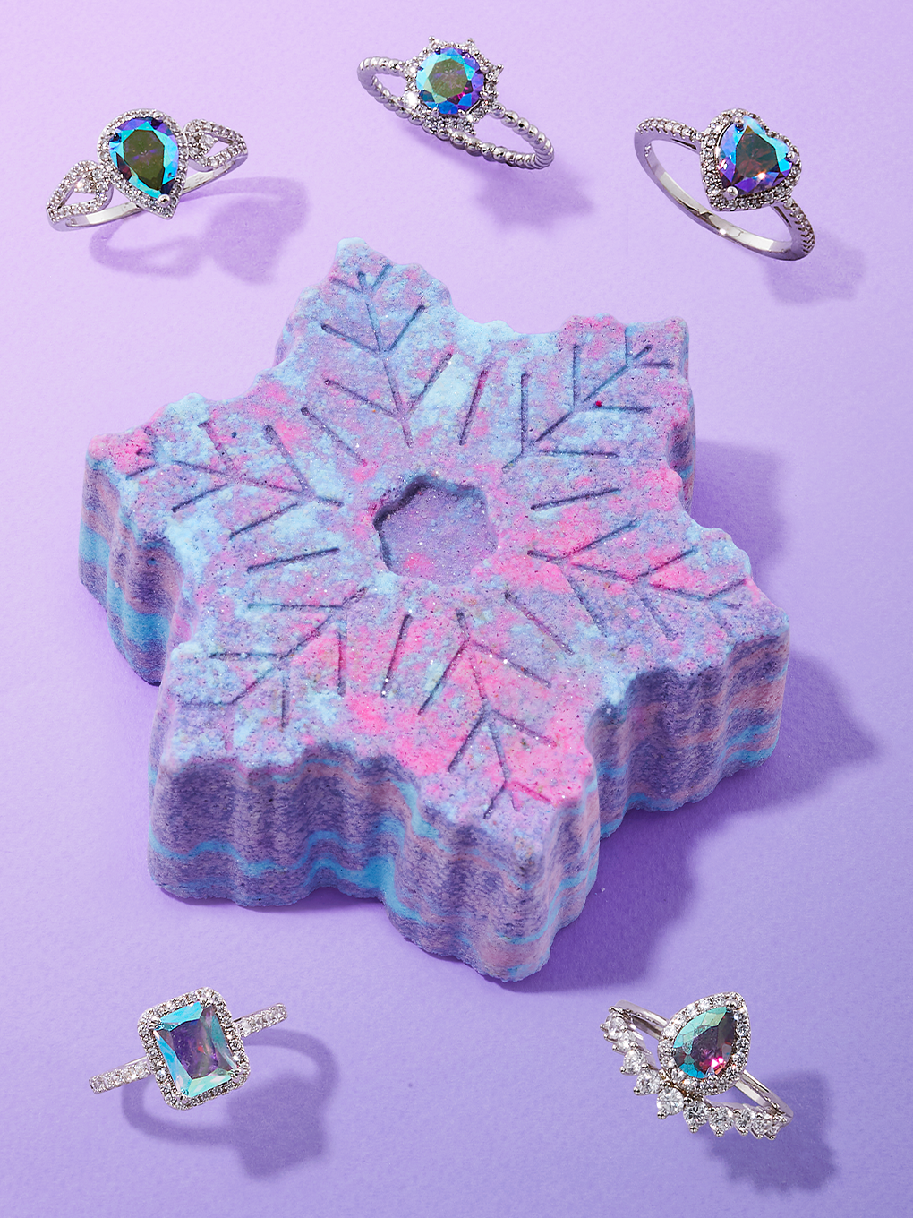 Snowflake Bath Bomb - Purple Aurora Ring Collection