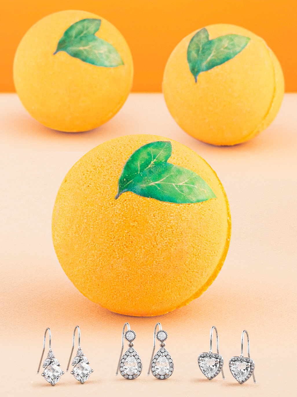 Satsuma Orange Bath Bomb - Earring Collection