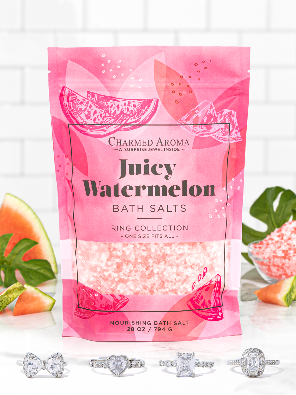 Juicy Watermelon Bath Salts - Adjustable Ring Collection