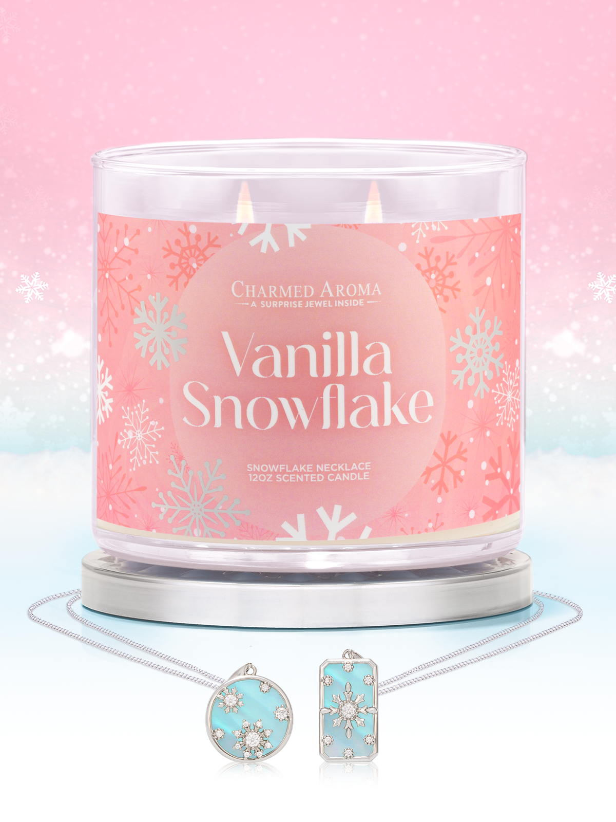 Vanilla Snowflake Candle Snowflake Necklace Collection Charmed Aroma