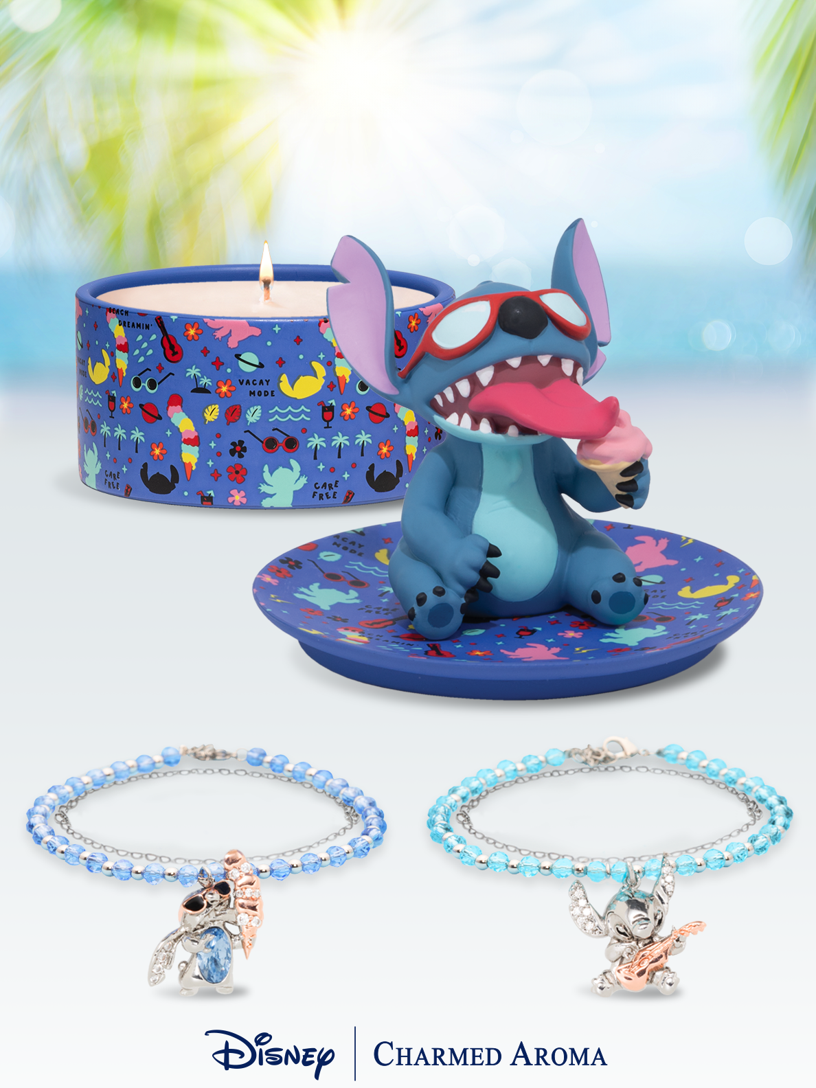 Disney Summer Stitch Candle Jewelry Tray Summer Stitch Beaded Ank Charmed Aroma