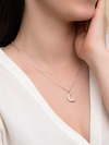 Crescent Moon Two Tone Necklace