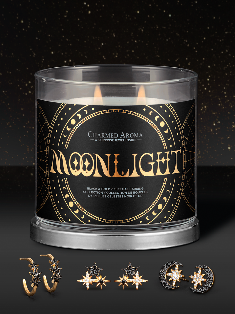 Moonlight Candle - Black & Gold Celestial Earring Collection