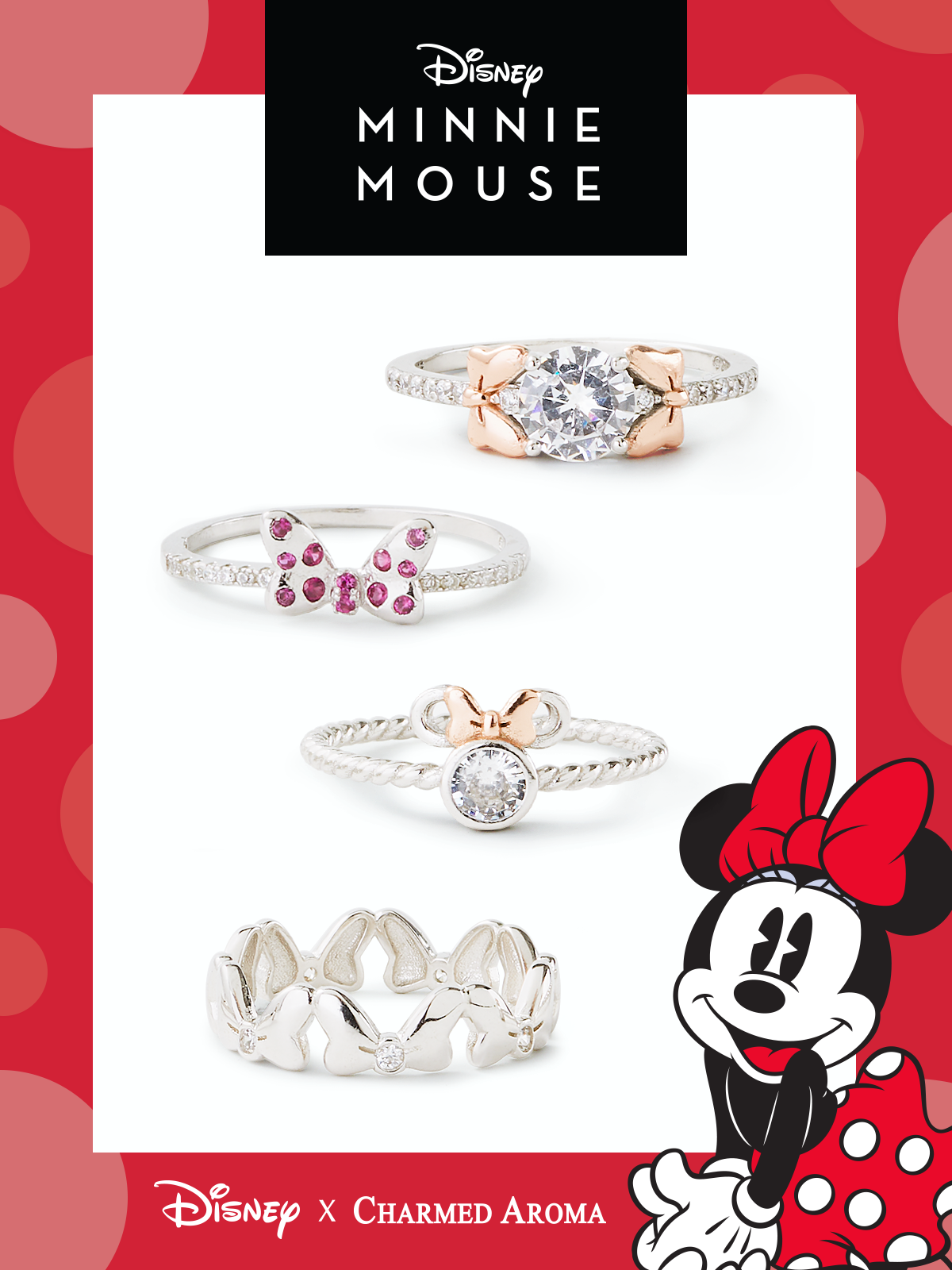 Disney Minnie Mouse Candle - 925 Sterling Silver Ring Collection