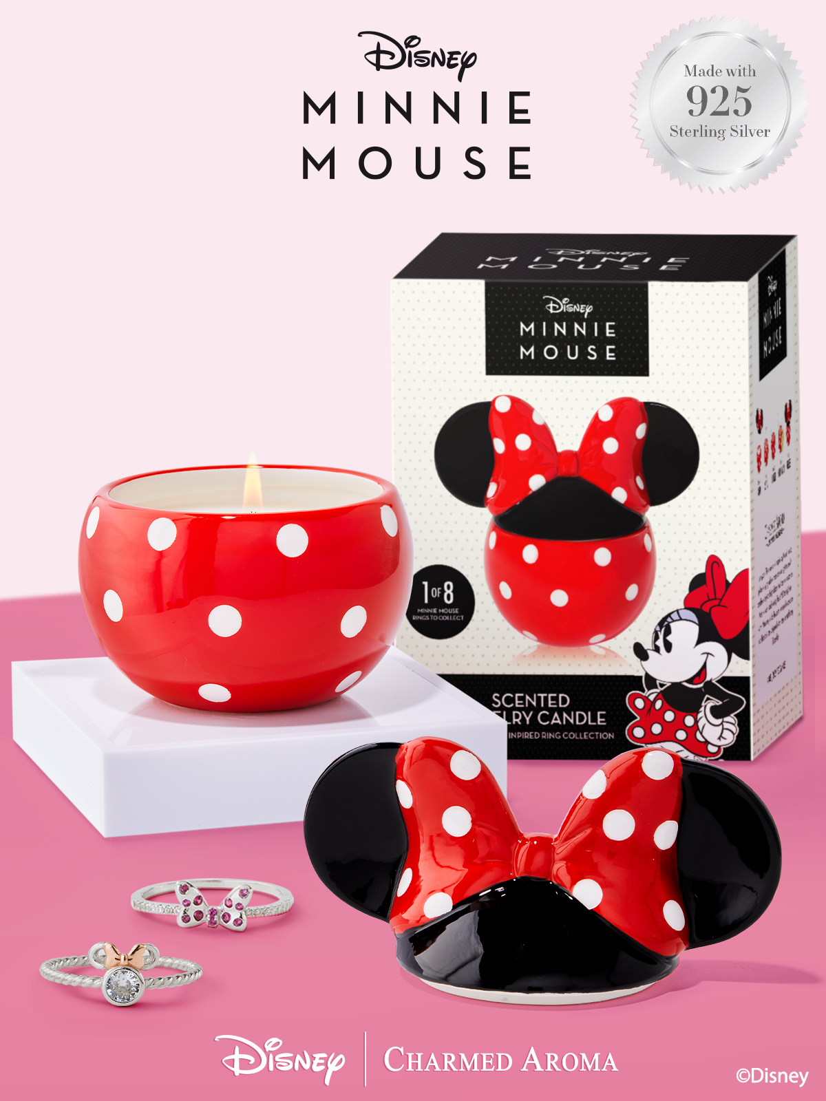 Disney Minnie Mouse Candle - 925 Sterling Silver Ring Collection
