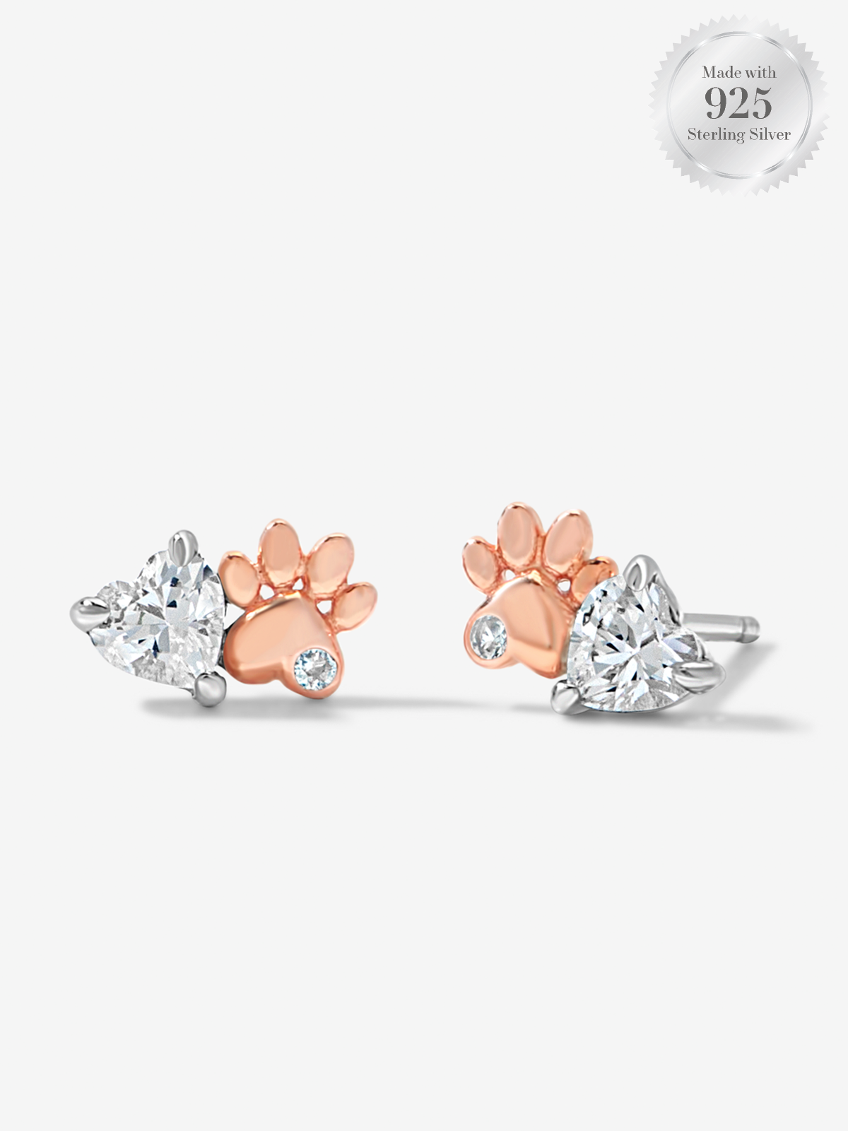 Charmed Aroma Paw Heart Stud Earrings Charmed Aroma Jewelry