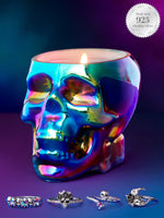 Enchanted Berry Skull Candle - 925 Sterling Silver Rainbow Topaz Skull Ring Collection