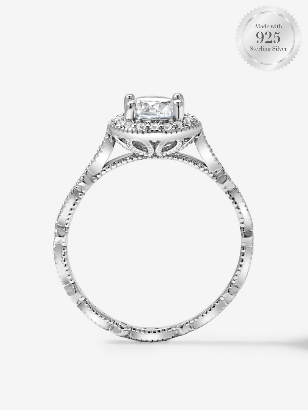 Pavé Round Halo Vintage Ring – Charmed Aroma - Main Image