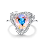 Entwine Aurora Borealis Halo Round-Cut Ring in Sterling Silver