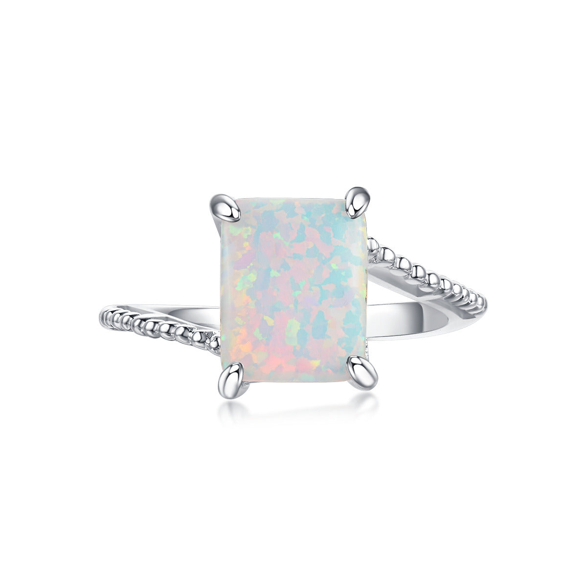 Pure Opal Emerald-Cut Ring Sterling Silver