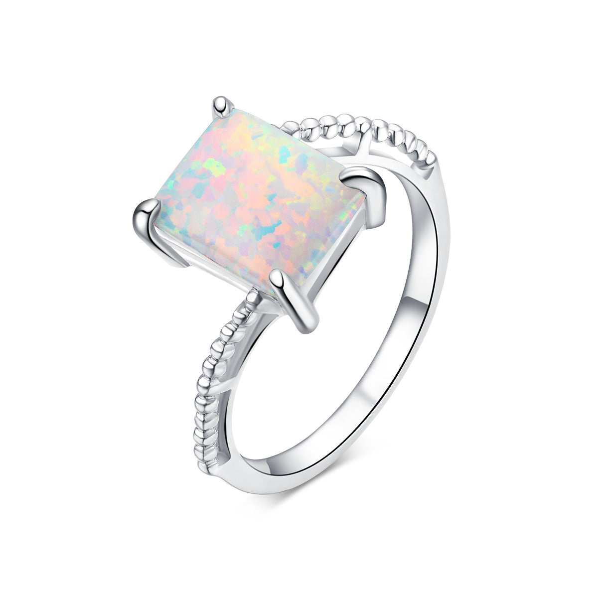 Pure Opal Emerald-Cut Ring Sterling Silver