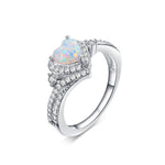 Amour Opal Halo Heart-Cut Ring in Sterling Silver