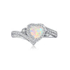 Amour Opal Halo Heart-Cut Ring in Sterling Silver