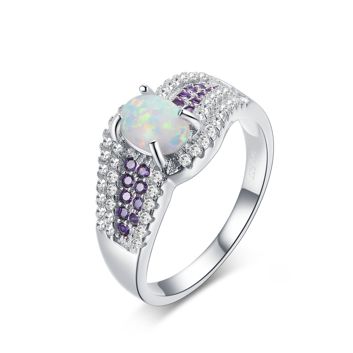 Finesse Opal Oval-Cut Ring Sterling Silver