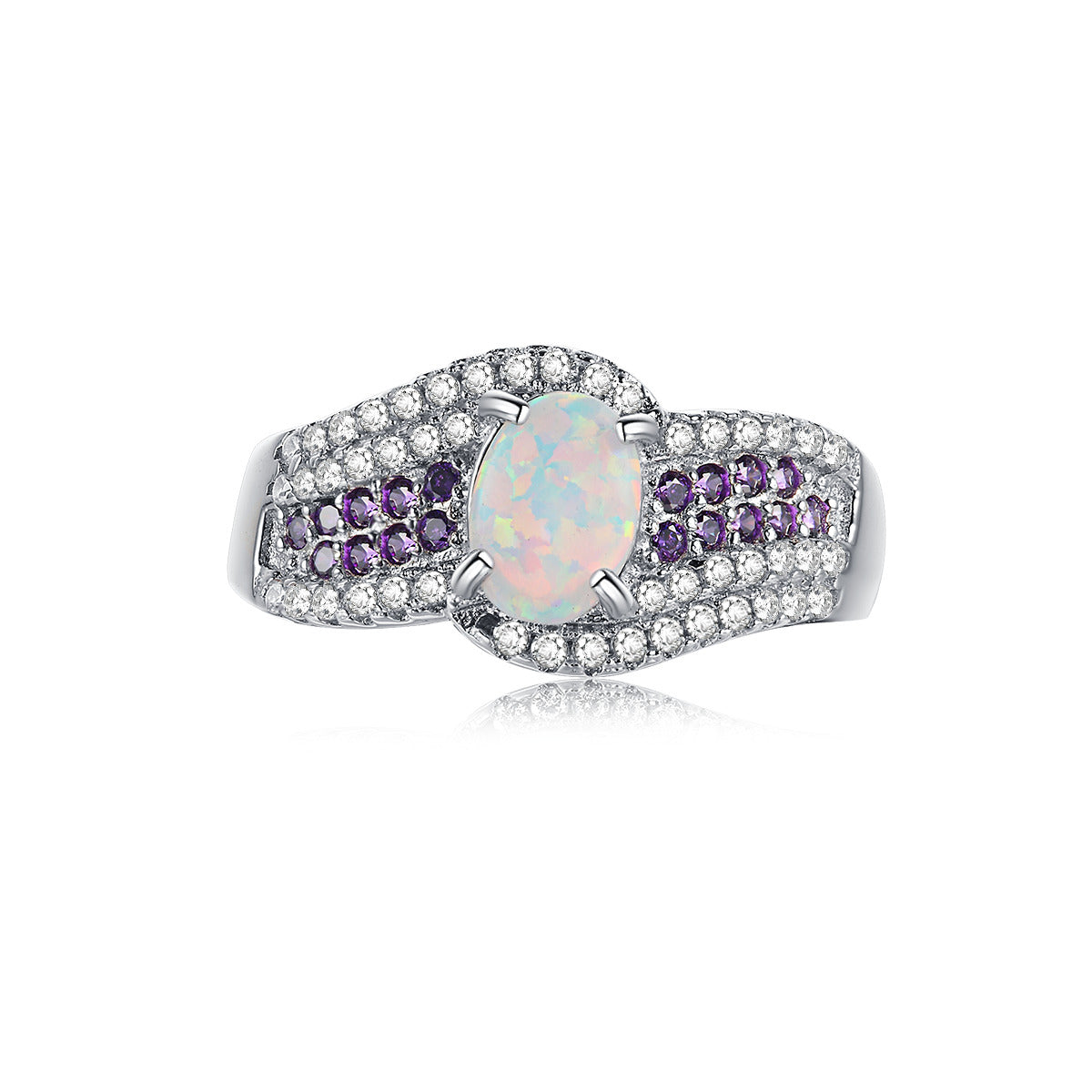 "Finesse" Opal Oval-Cut Ring Sterling Silver