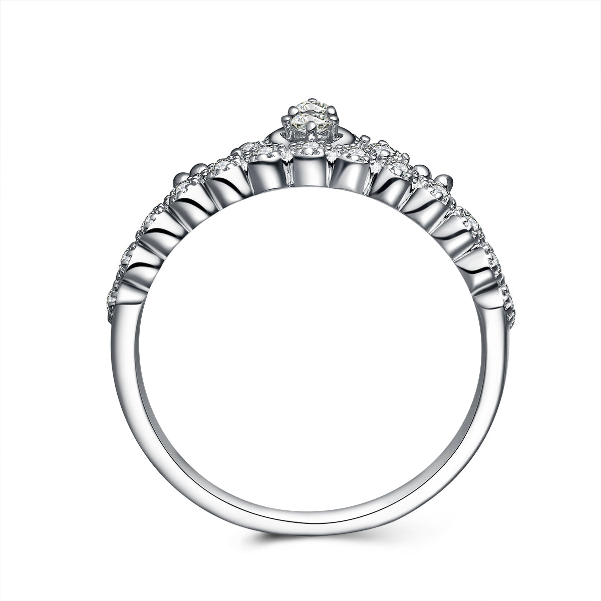 Enchant Princess Crown Round Ring Sterling Silver