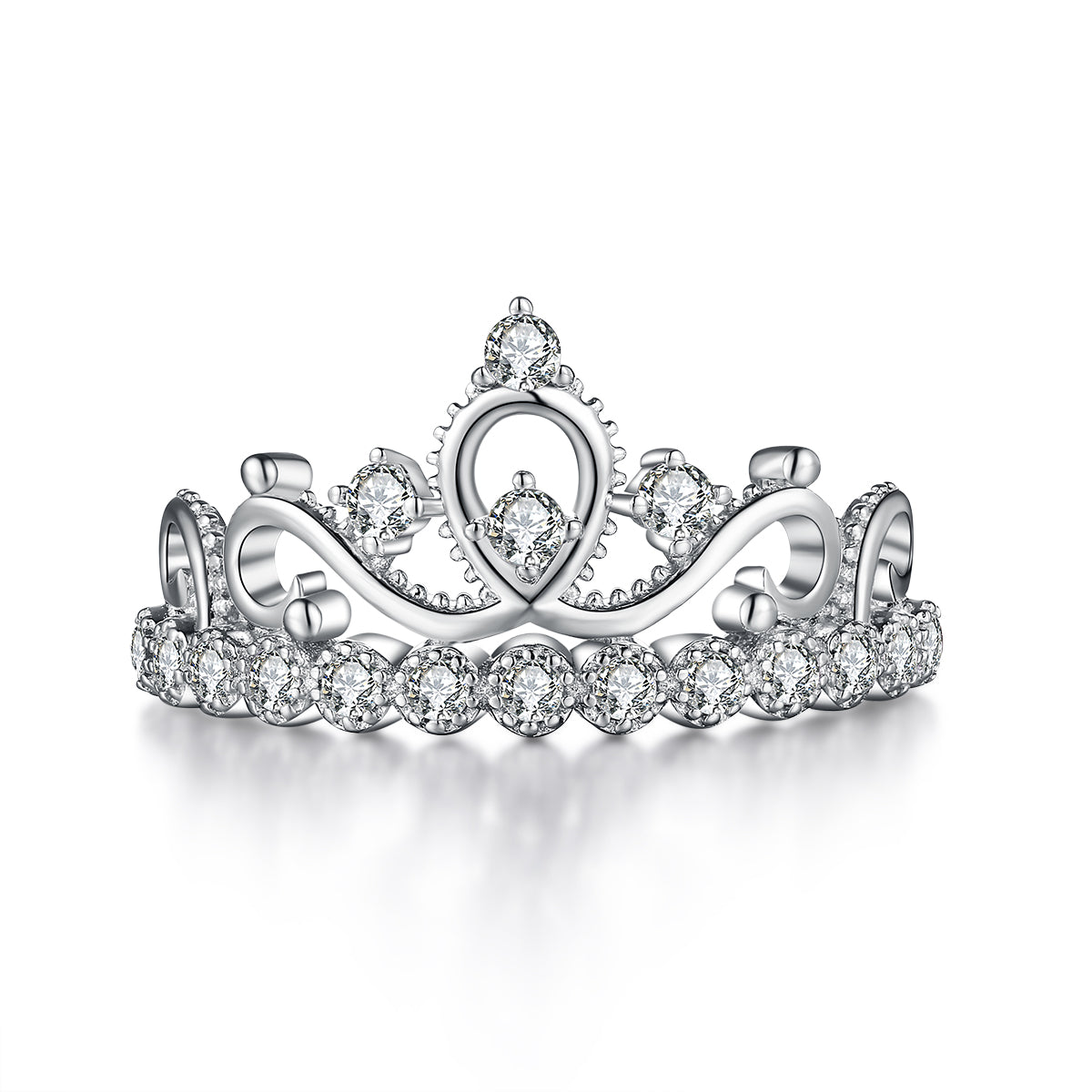 Enchant Princess Crown Round Ring Sterling Silver