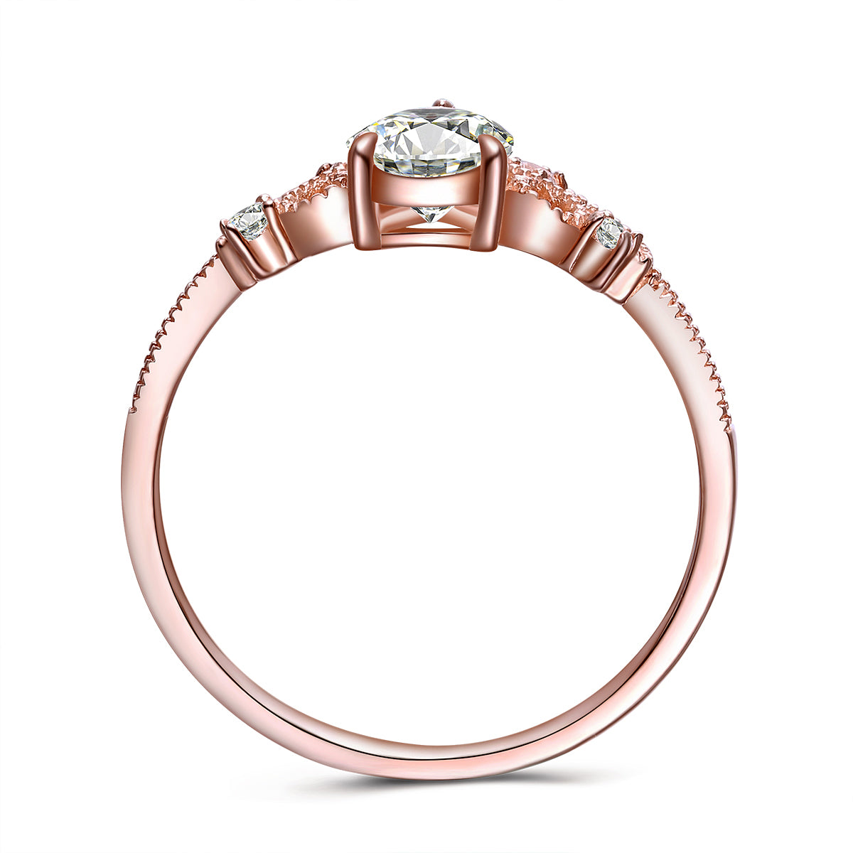 Inspire Princess Crown Tiara Pear Lab Created White Sapphire Ring Rose Gold Sterling Silver