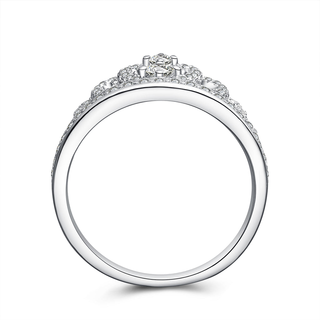 Dream Princess Crown Heart Ring in Sterling Silver