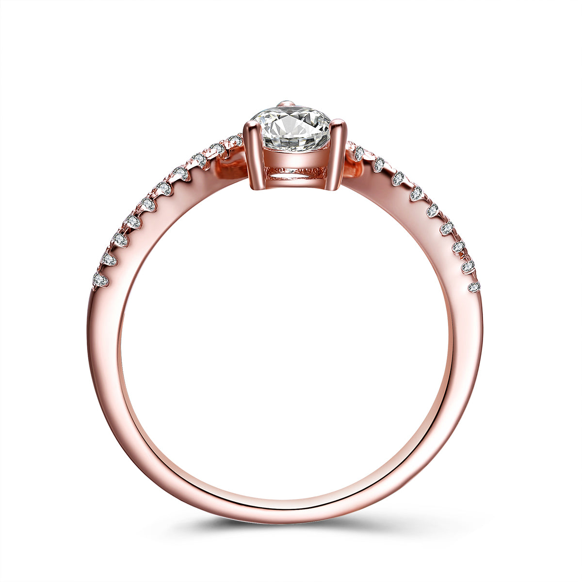 Chic Round Lab Created White Sapphire Sterling Silver Ring Rose Gold