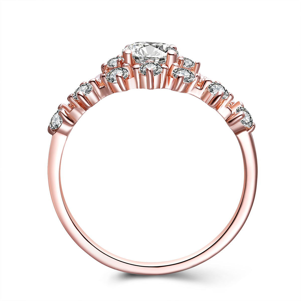 Illume Round Lab Created White Sapphire Sterling Silver Ring Rose Gold