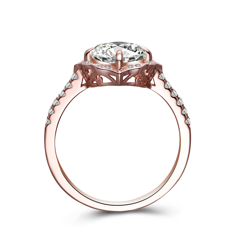 Allure Cushion Rose Vintage-Inspired Sterling Silver Ring in Rose Gold