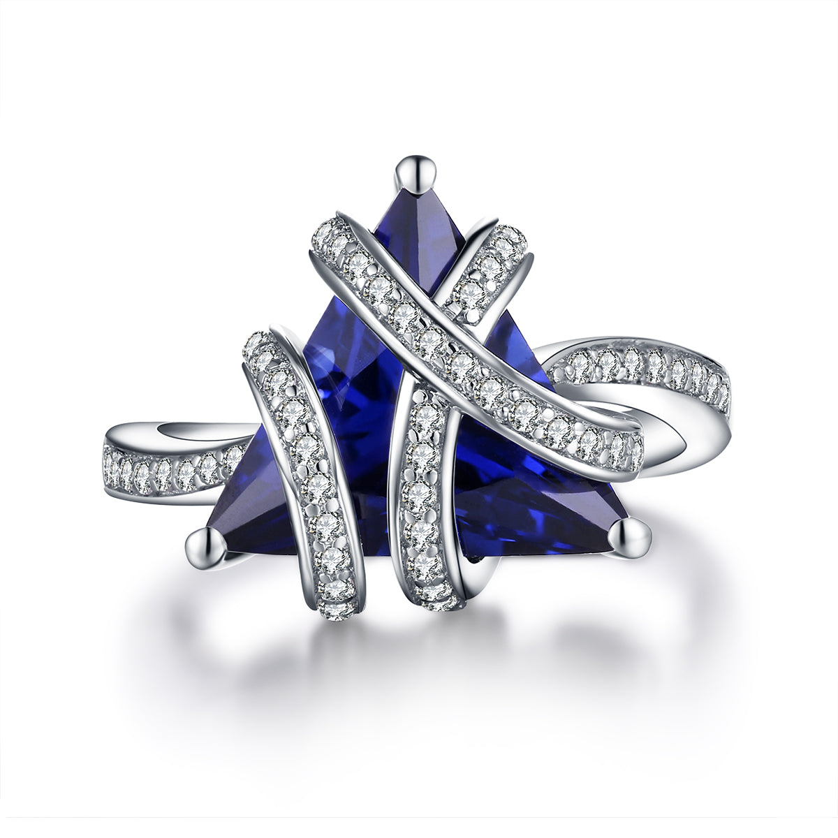 Tricia Trillion-Cut Blue Sapphire Ring Sterling Silver