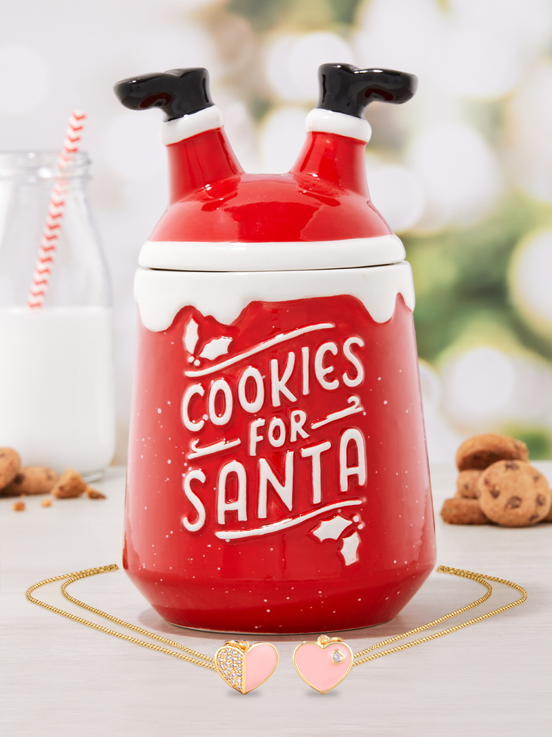 Santa Cookie Jar Candle - Pink & Gold Heart Necklace Collection