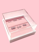 Acrylic Earring Display Case with Velvet Lining - 5.25" x 4.5" x 3"