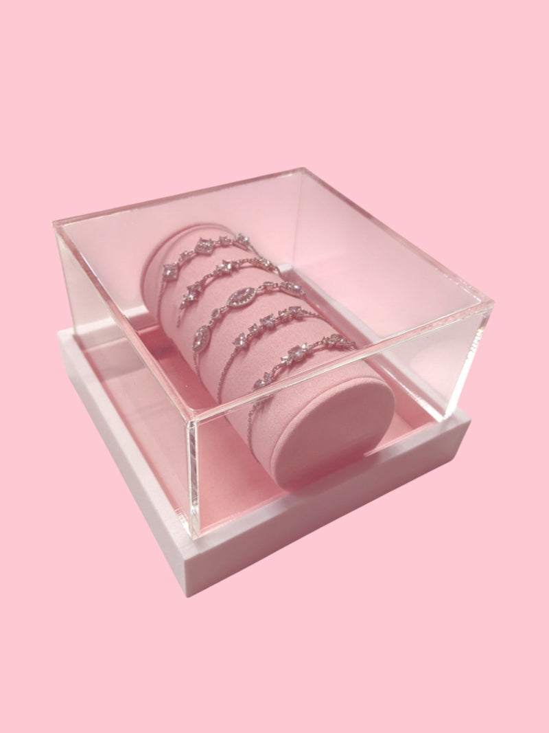 Acrylic Bracelet Display Case with Velvet Lining - 5" x 4.81" x 2.81"