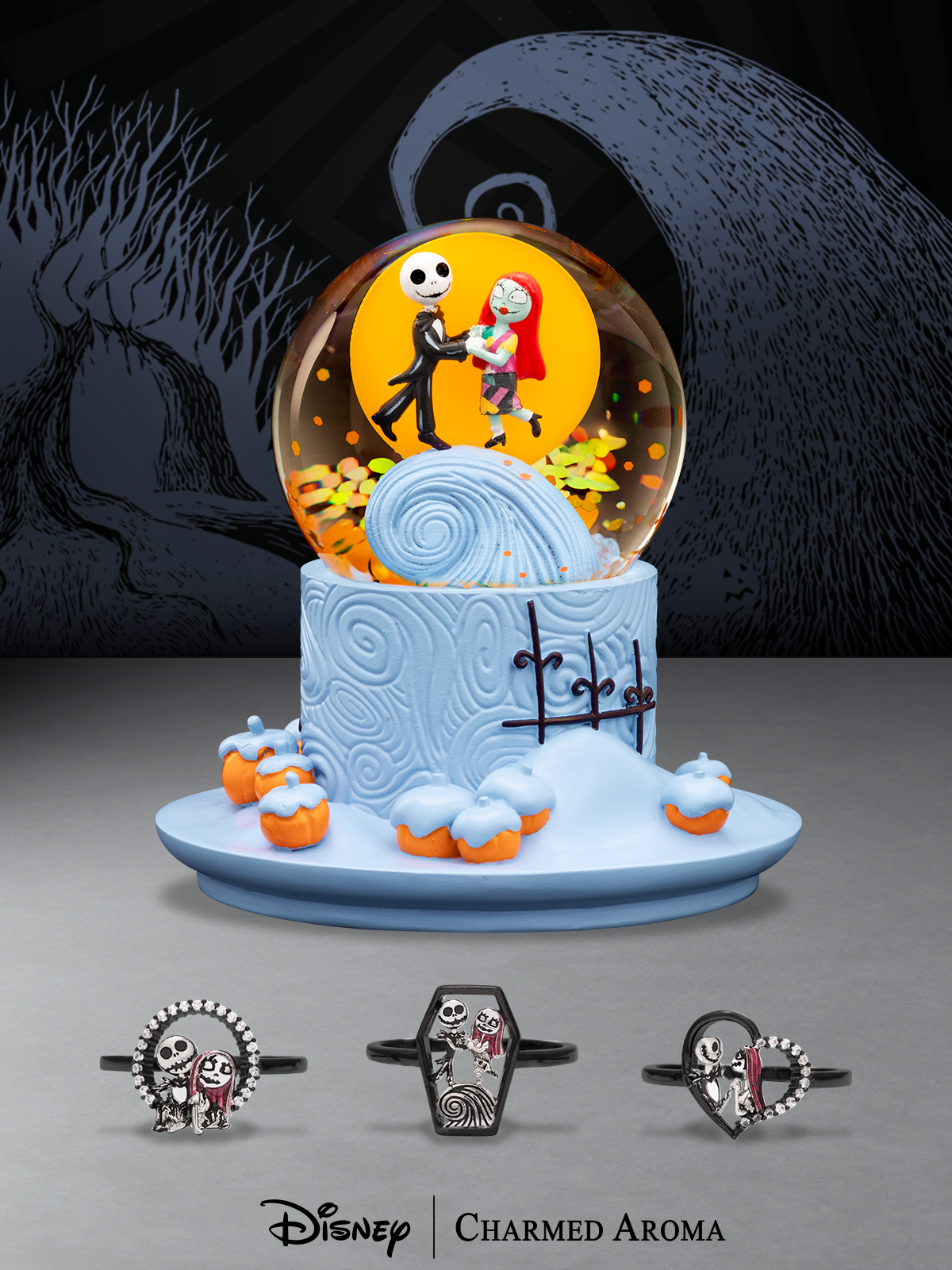 Disney® Nightmare Before Christmas Jack and Sally Snow Globe Candle & Jewelry Tray - Ring Collection