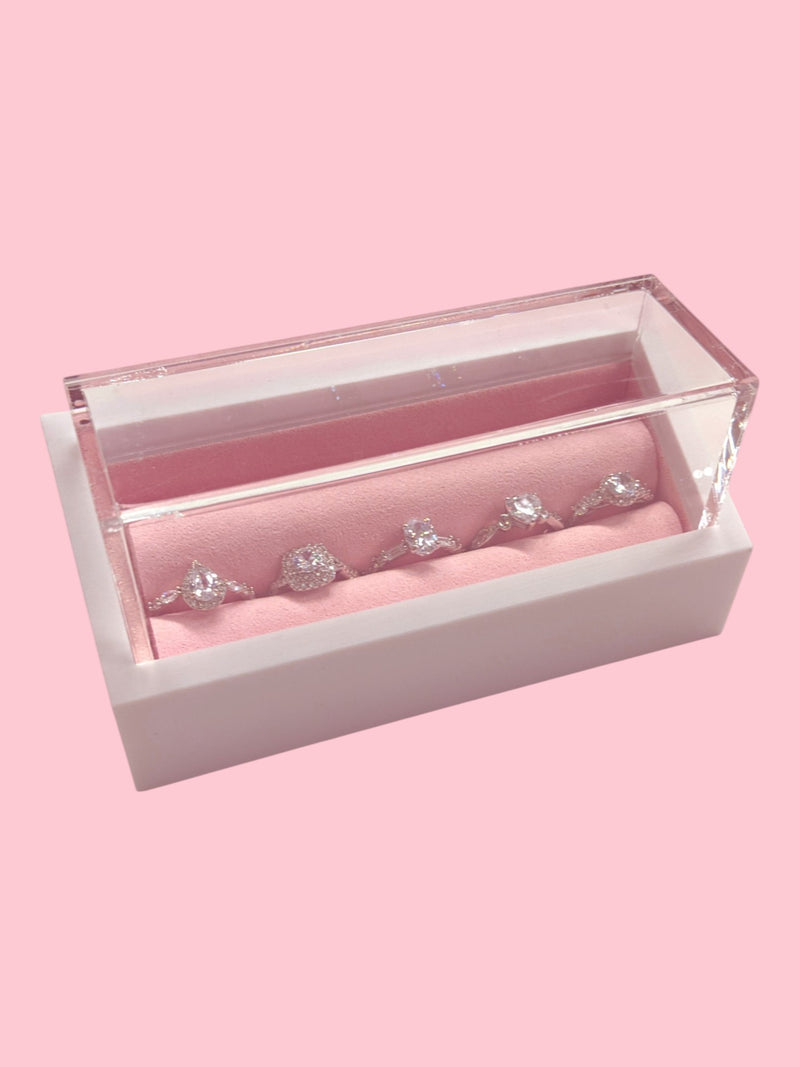 Acrylic Ring Display Case with Velvet Lining - 4.56" x 3.25" x 1.25"