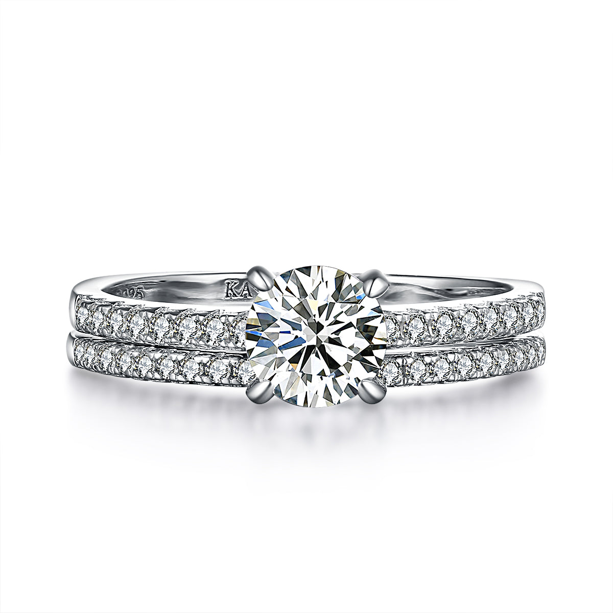"The One" Classic Round Ring Set Sterling Silver