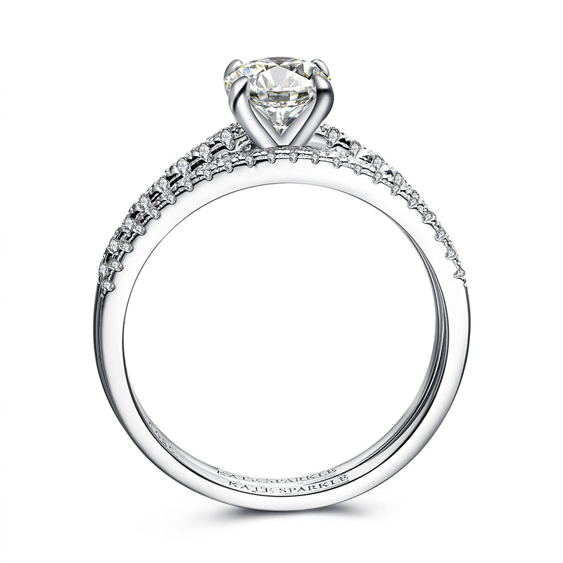 "The One" Classic Round Ring Set in Sterling Silver