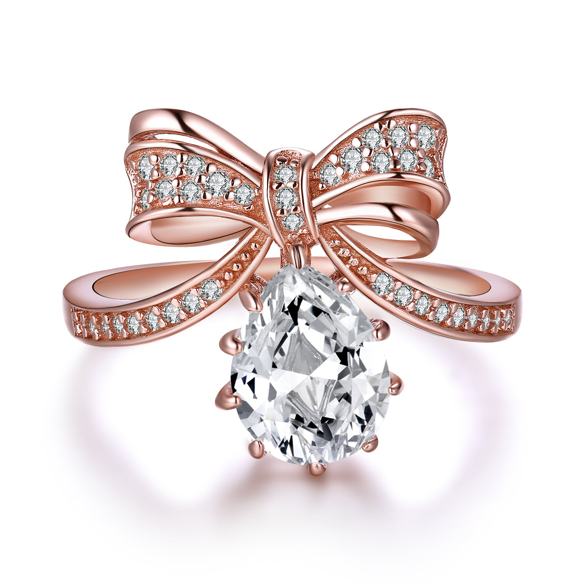 Grace Bow Tiara Sterling Silver Ring Rose Gold