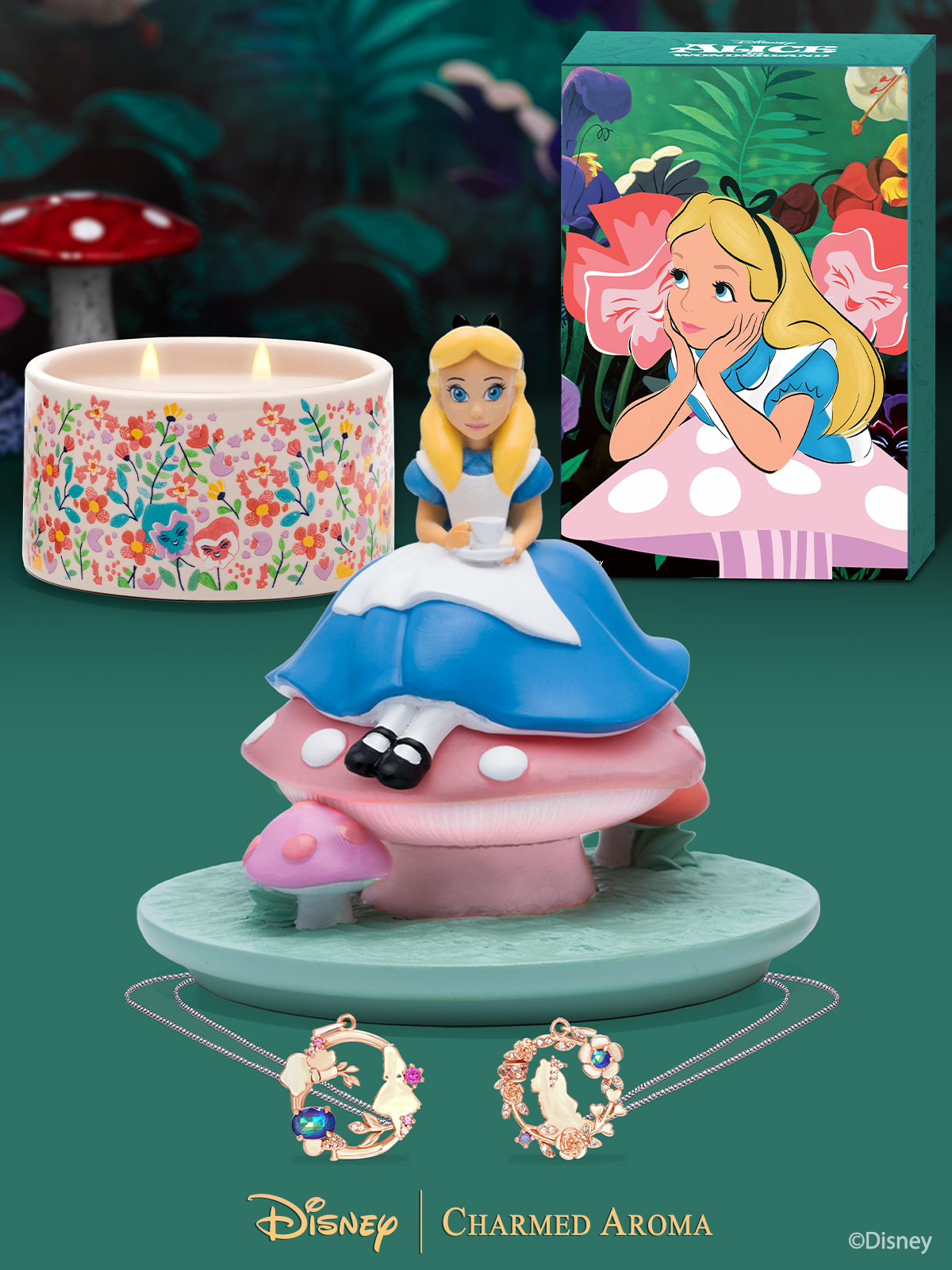 Disney® Alice in Wonderland Light Up Candle and Jewelry Tray - Necklace Collection